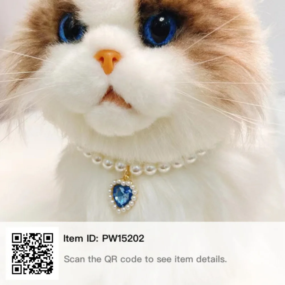 Pet Heart Pendant Necklace - Adjustable Collar with Fake Pearl for Cats N Dogs